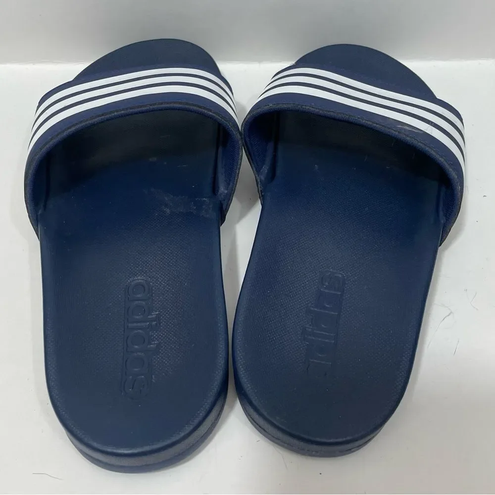 Addias Navy Striped Slide On Athletic Sandals